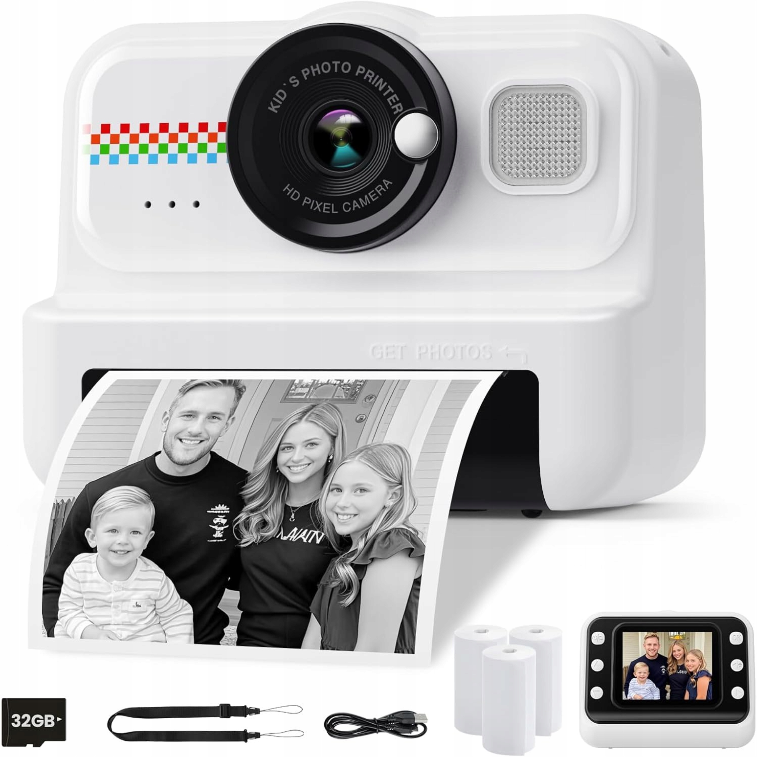 Digitální fotoaparát pro děti 1080P s termotiskárnou 32 Gb 3-12 let