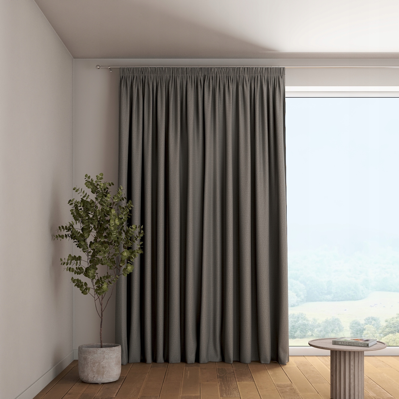 Záves na zvlnenej páske 1 ks 130x245 cm sivý