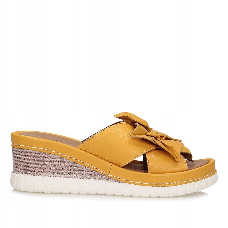 Dámské kožené Nazouváky na klínku Artiker 52C0504 žluté