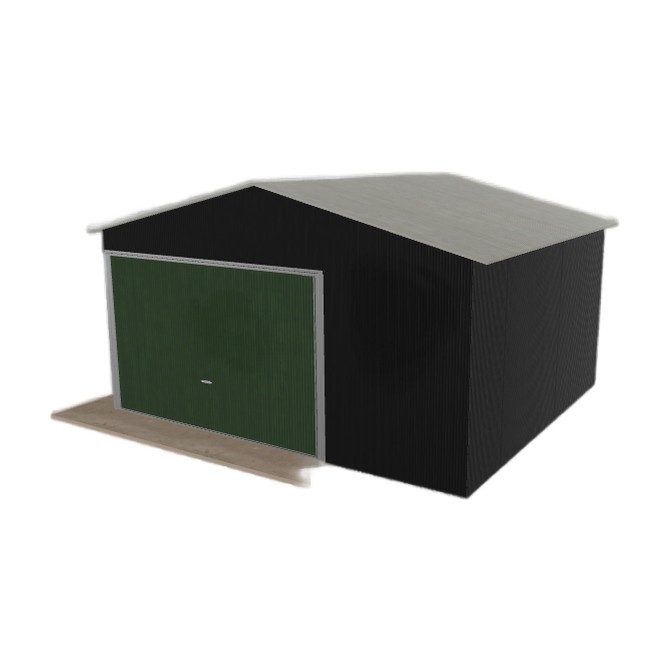 Plechová garáž 4.5 x 4 m jednopolohová, dvouspádová, černá
