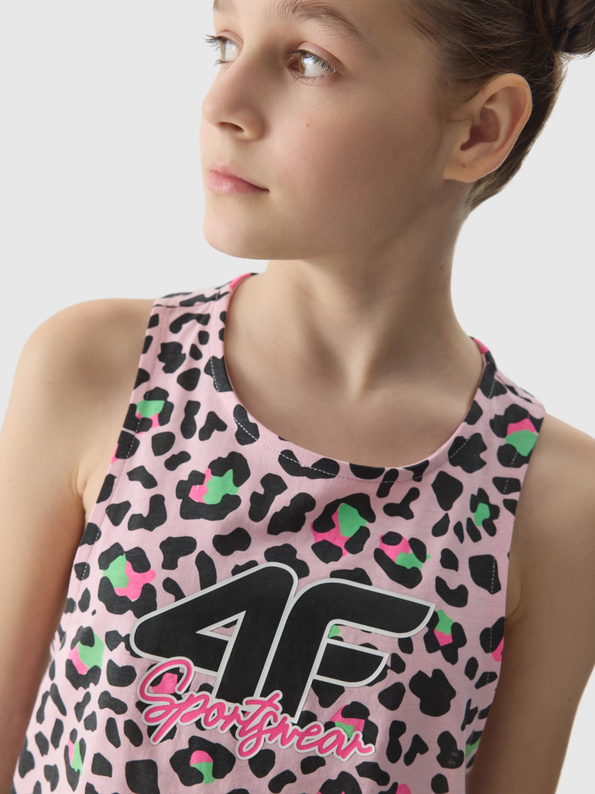 T-SHIRT DZIEWCZĘCY 4F KOSZULKA DZIECIĘCA TOP NA RAMIĄCZKA BAWEŁNA 100% SS24 Rozmiar (new) 158