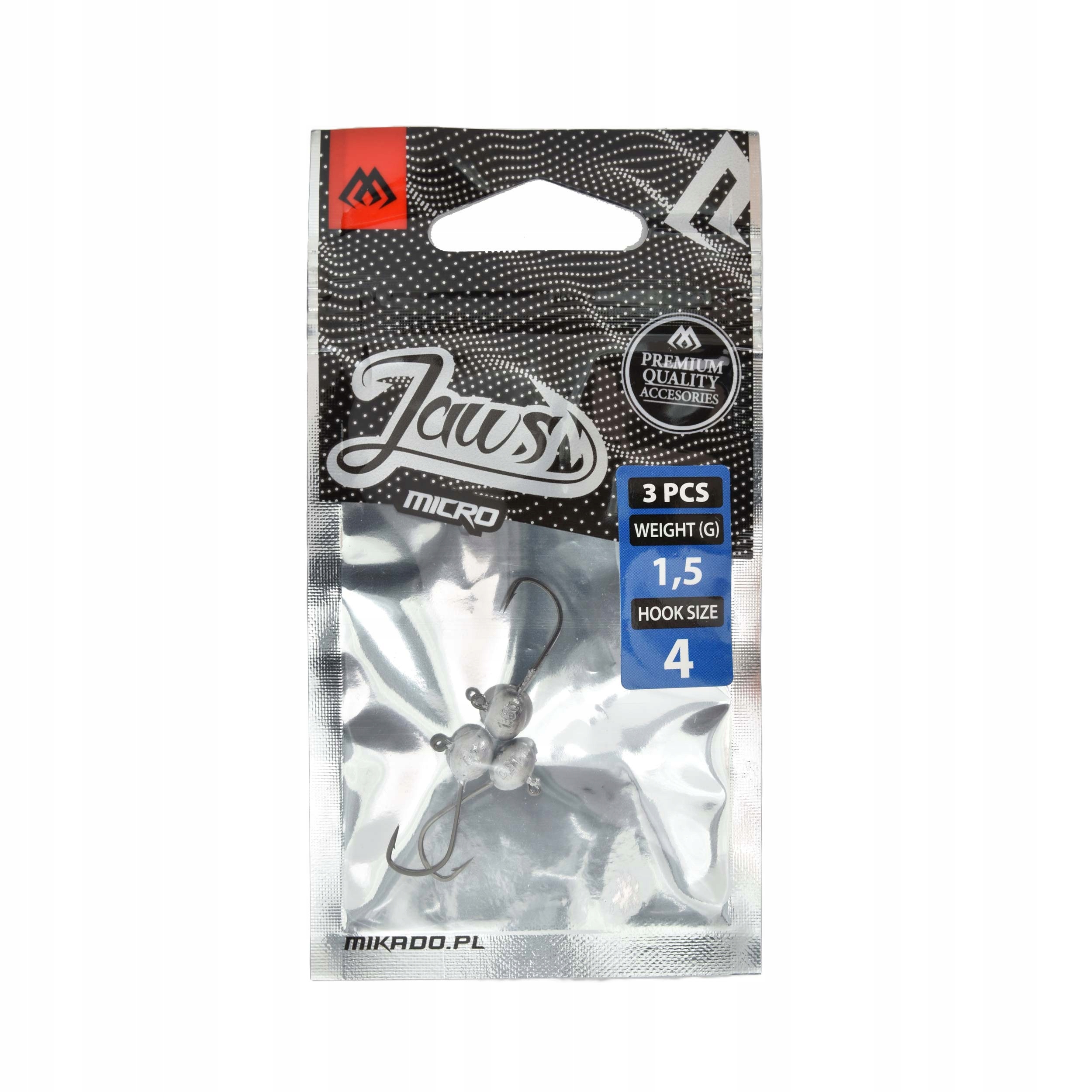 Główka jigowa Mikado Jaws Micro 1.5g rozm.#4 3szt. na najmniejsze przynęty