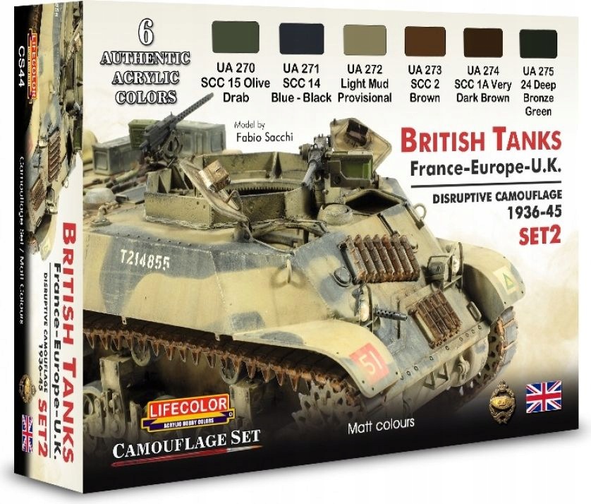 Lifecolor CS44 British Tanks sada barev 6x22 ml