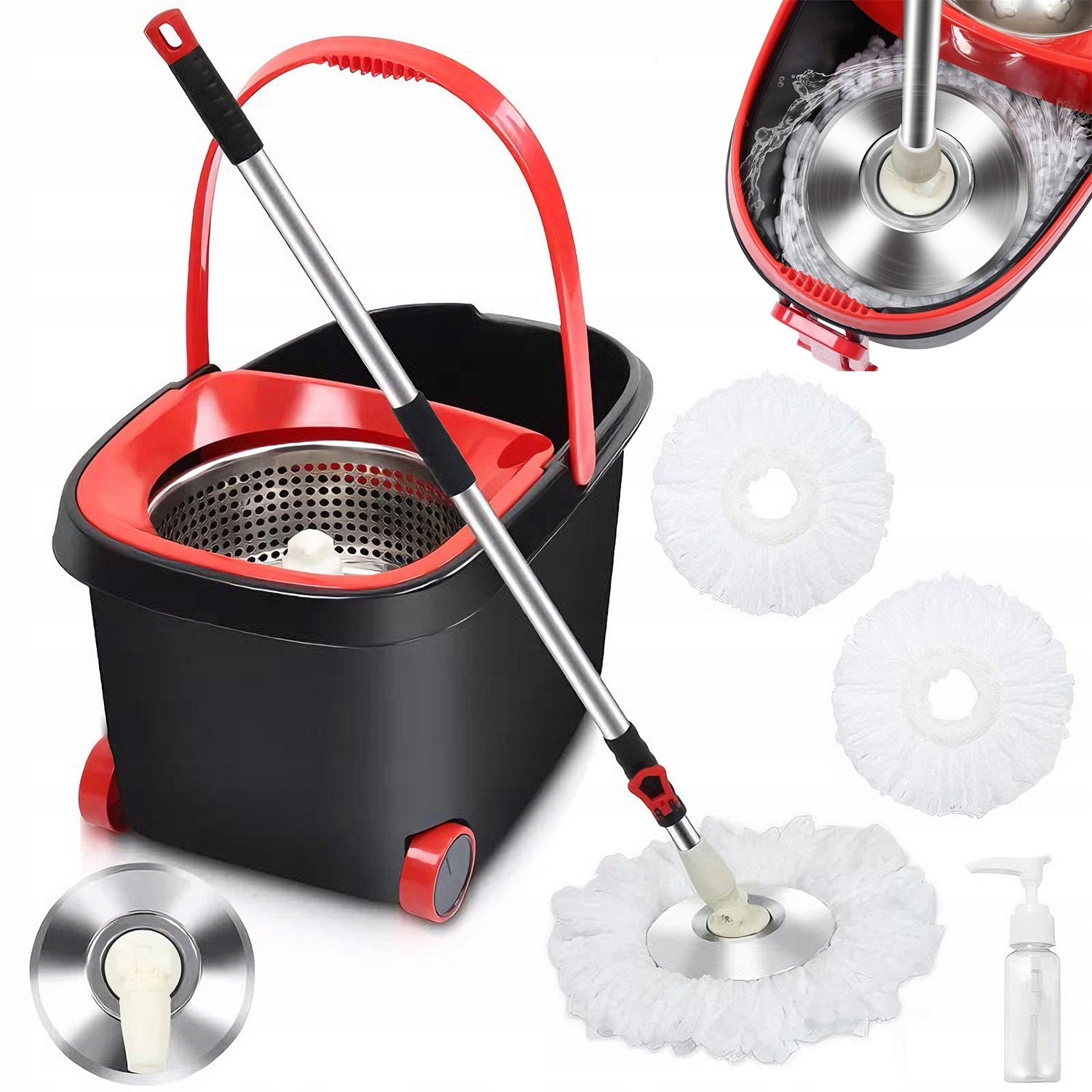 Levně Sada Mopu S Kbelíkem O Objemu 7 5 L S Nastavitelnou Rukojetí A Otočnou Hlavou