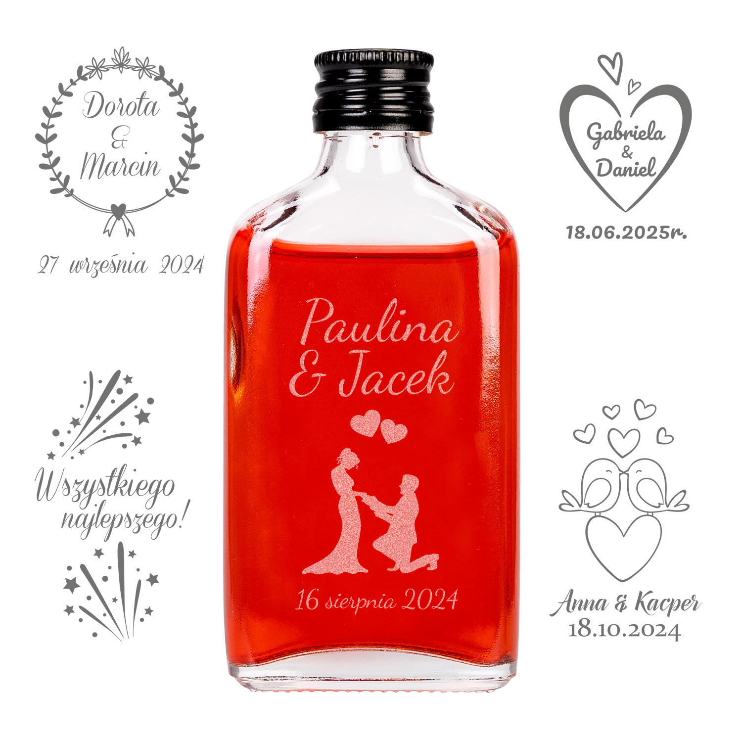 

50X Butelki 50ML Grawer Z Zakrętką Wesele