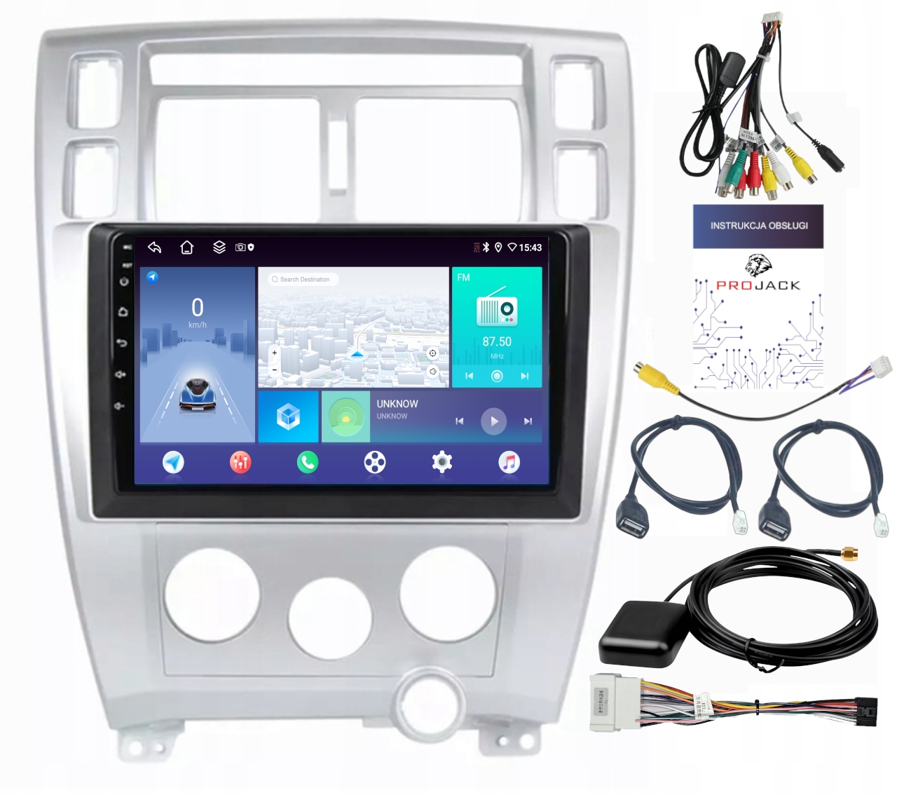 Rádio Navigácia Android Carplay Hyundai Tucson 2004-2009 4GB 64GB Sim
