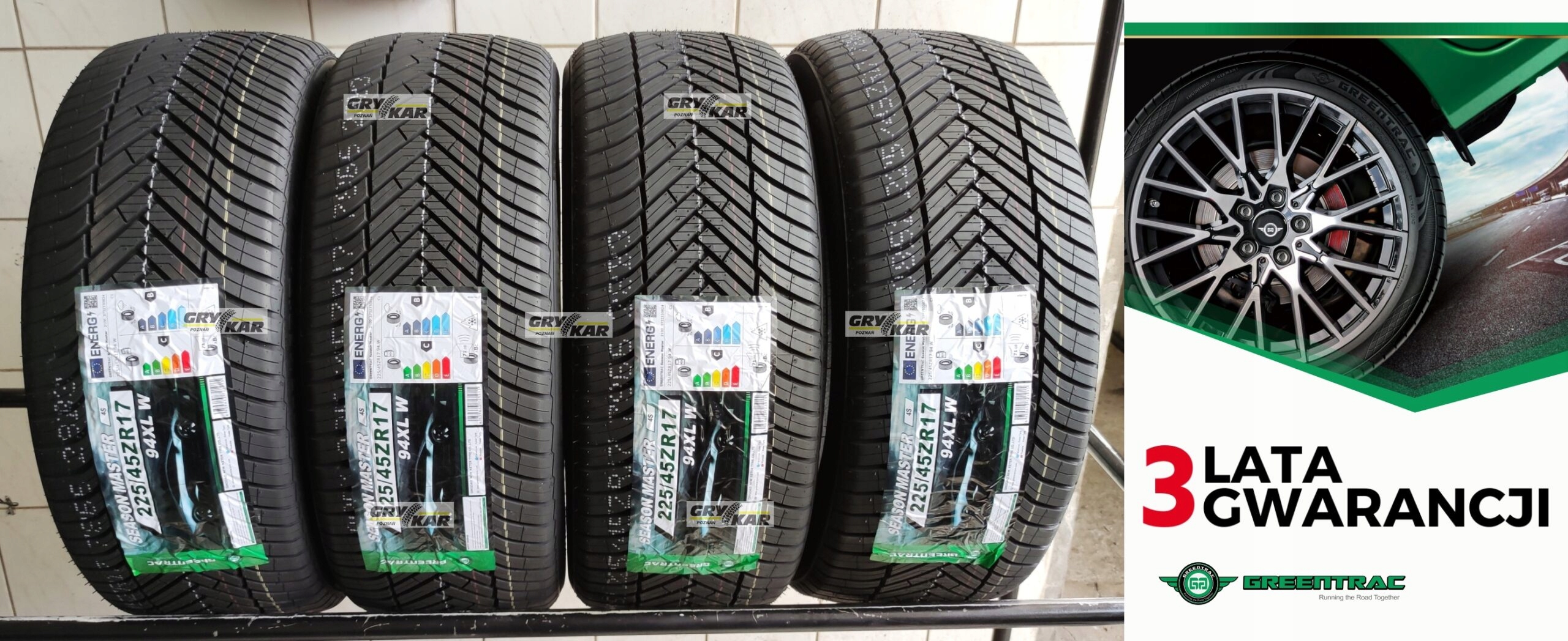 4x 225/45R17 Greentrac Season Master 2026r C/B/71dB 3 lata gwar.