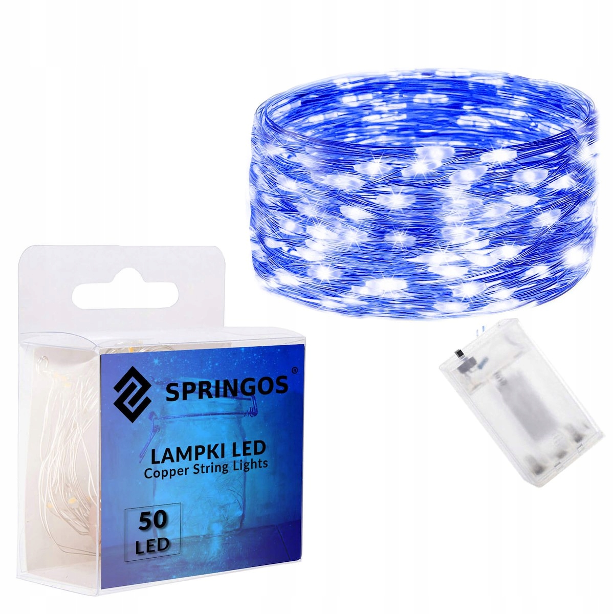 

Lampki Druciki Mikro 50LED Niebieskie 5M Baterie