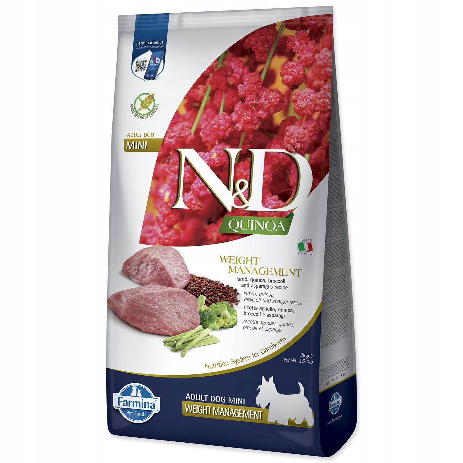 Levně N&d Quinoa Dog Gf, Lamb & Broccoli Adult Medium & Maxi 7 kg
