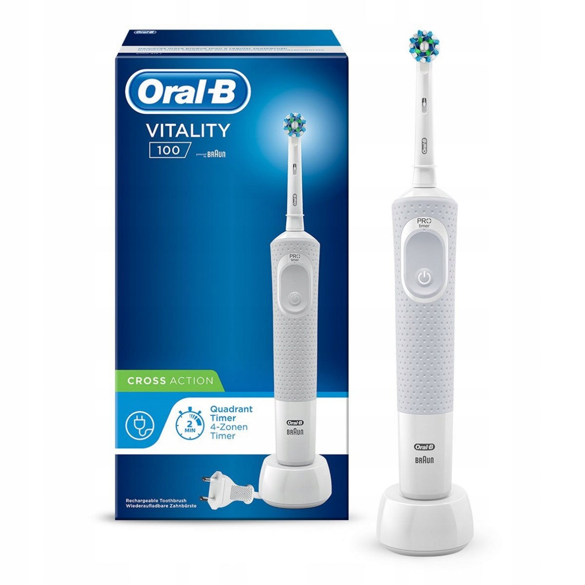 Szczoteczka elektryczna do zębów Oral-B Vitality D100 biała technologia 2D