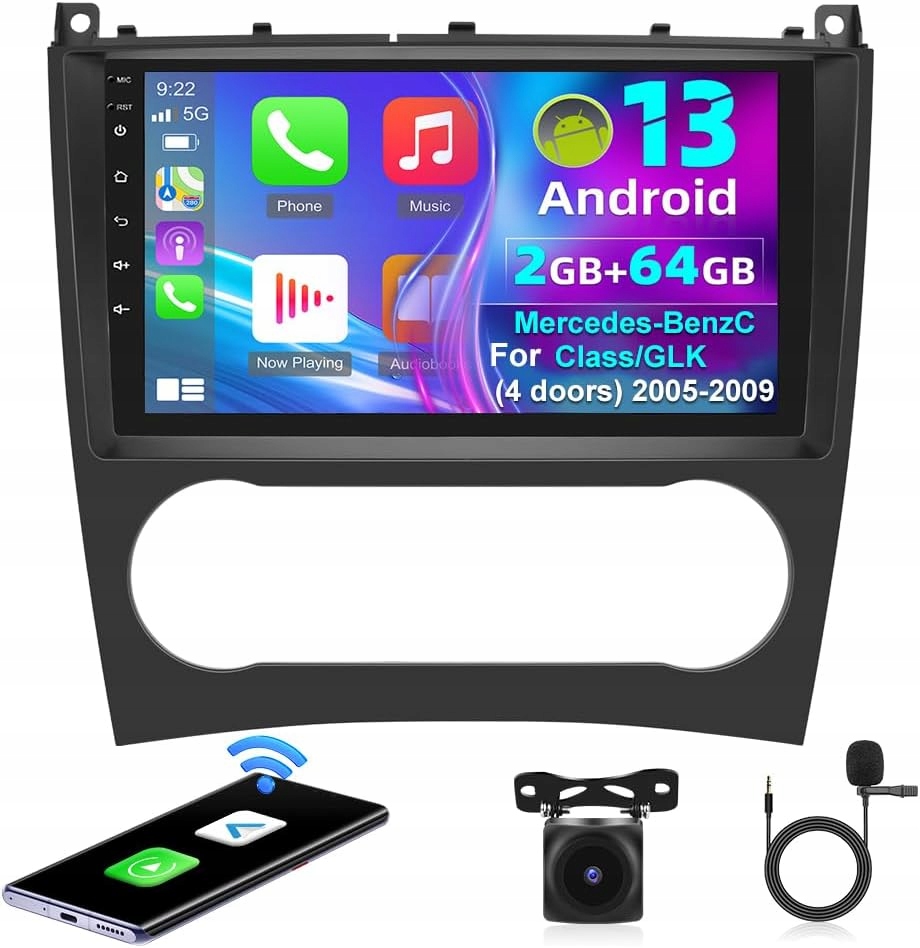 Automobilové rádio Nhopeew pro Mercedes Benz třídy C, dotykový displej Android