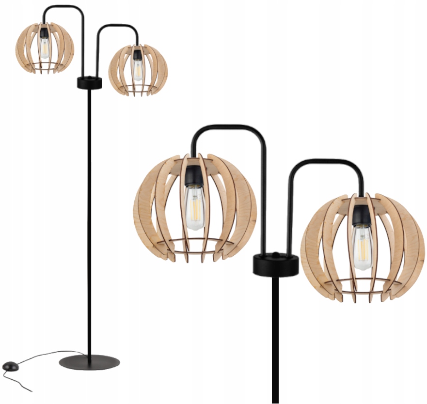 

Nowoczesna Drewniana Lampa Stojąca Podłogowa Loft