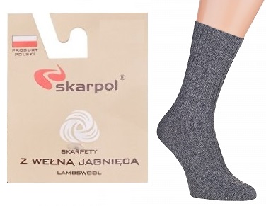 

Skarpety z Wełny Jagnięcej bezuciskowe 35-38 Szare