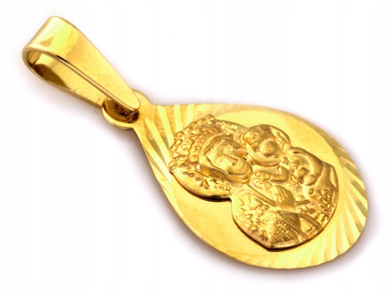 Zlatý přívěsek medailon 585 Panna Maria Čenstochovská je ideální pro přijímání