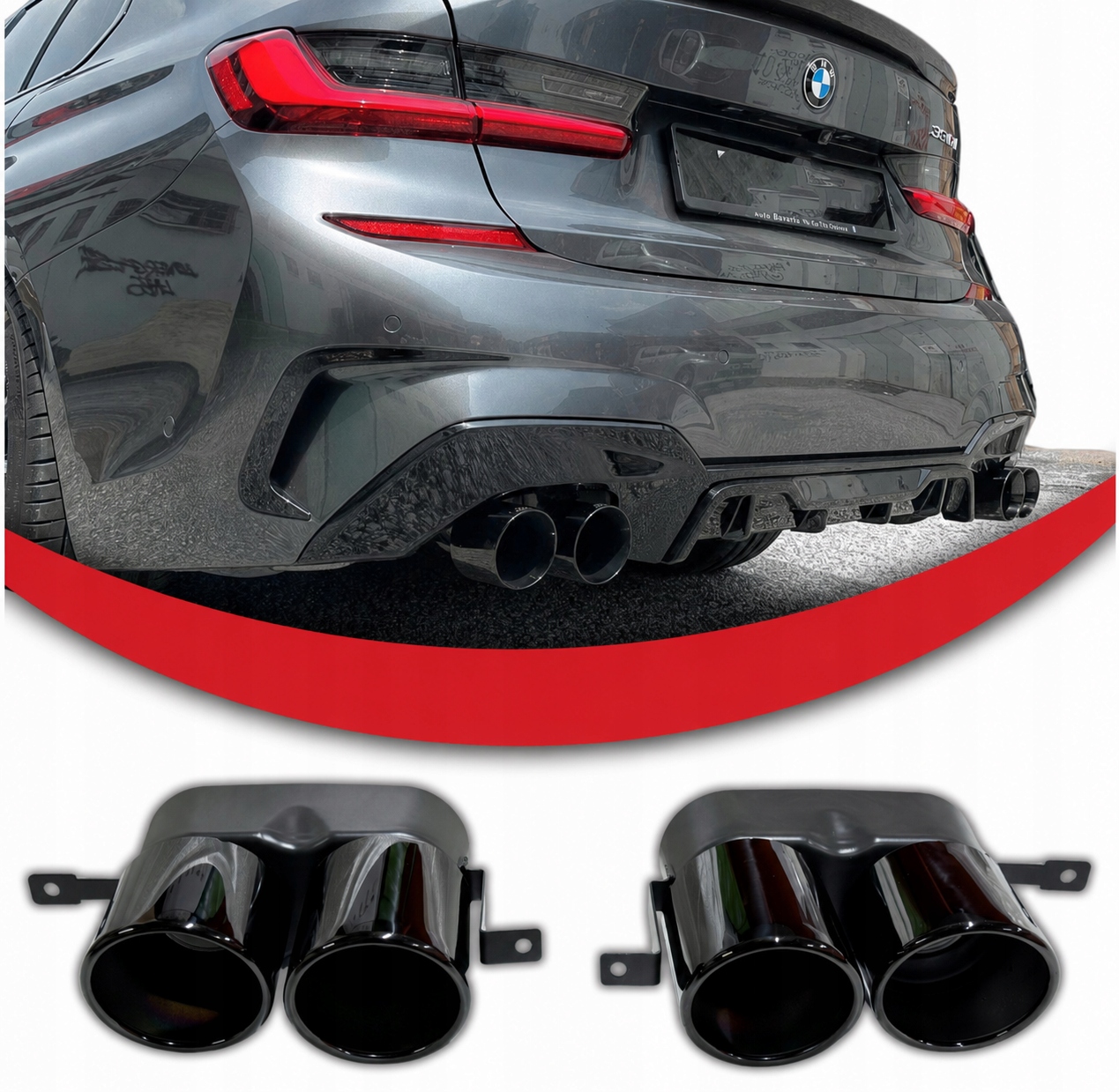 Bmw G20 G21 Koncovky Výfuku Trubky Dvojité Lakované Černý Lesk