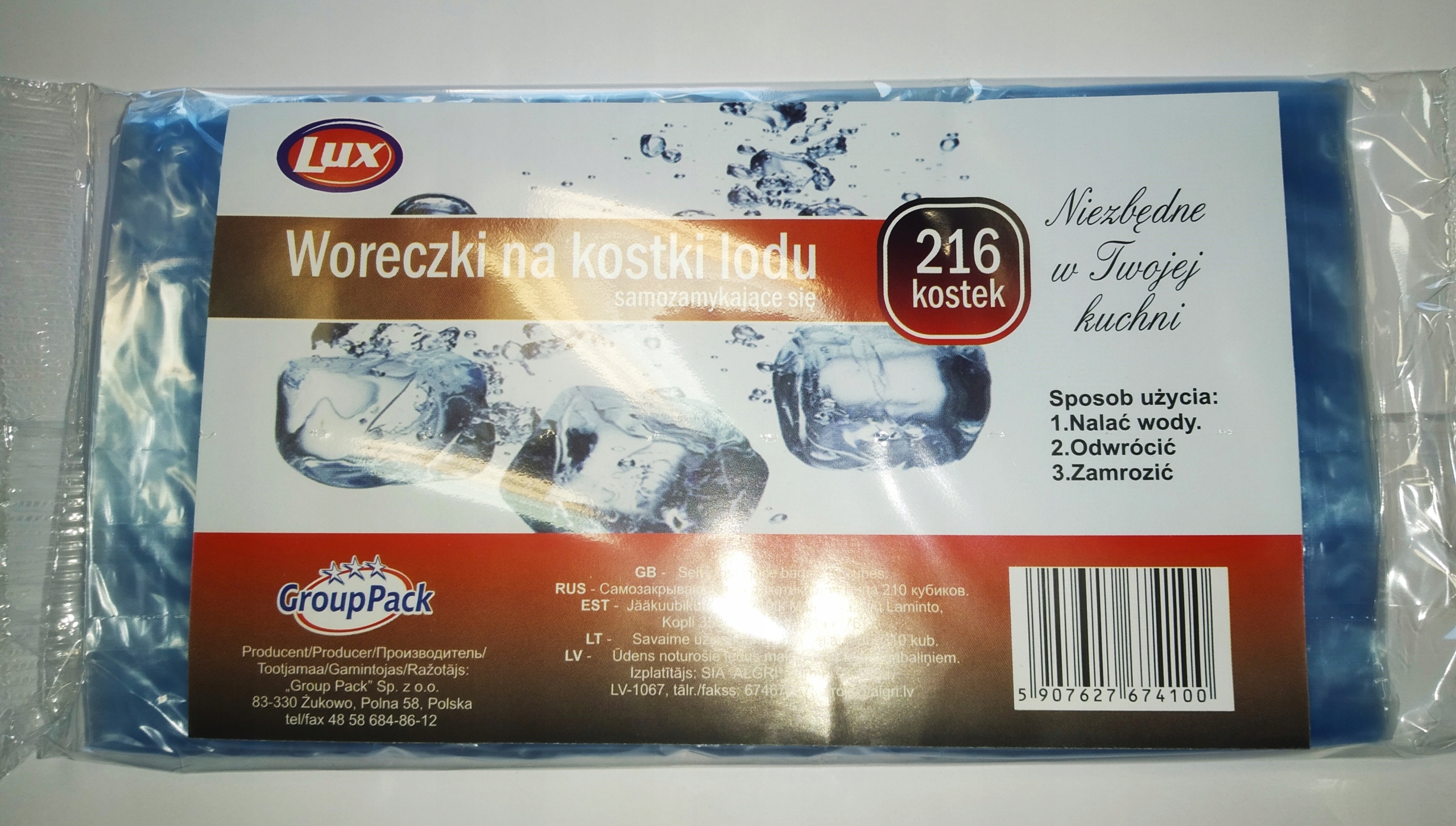 

Woreczki do lodu 216 kostek samozamykające