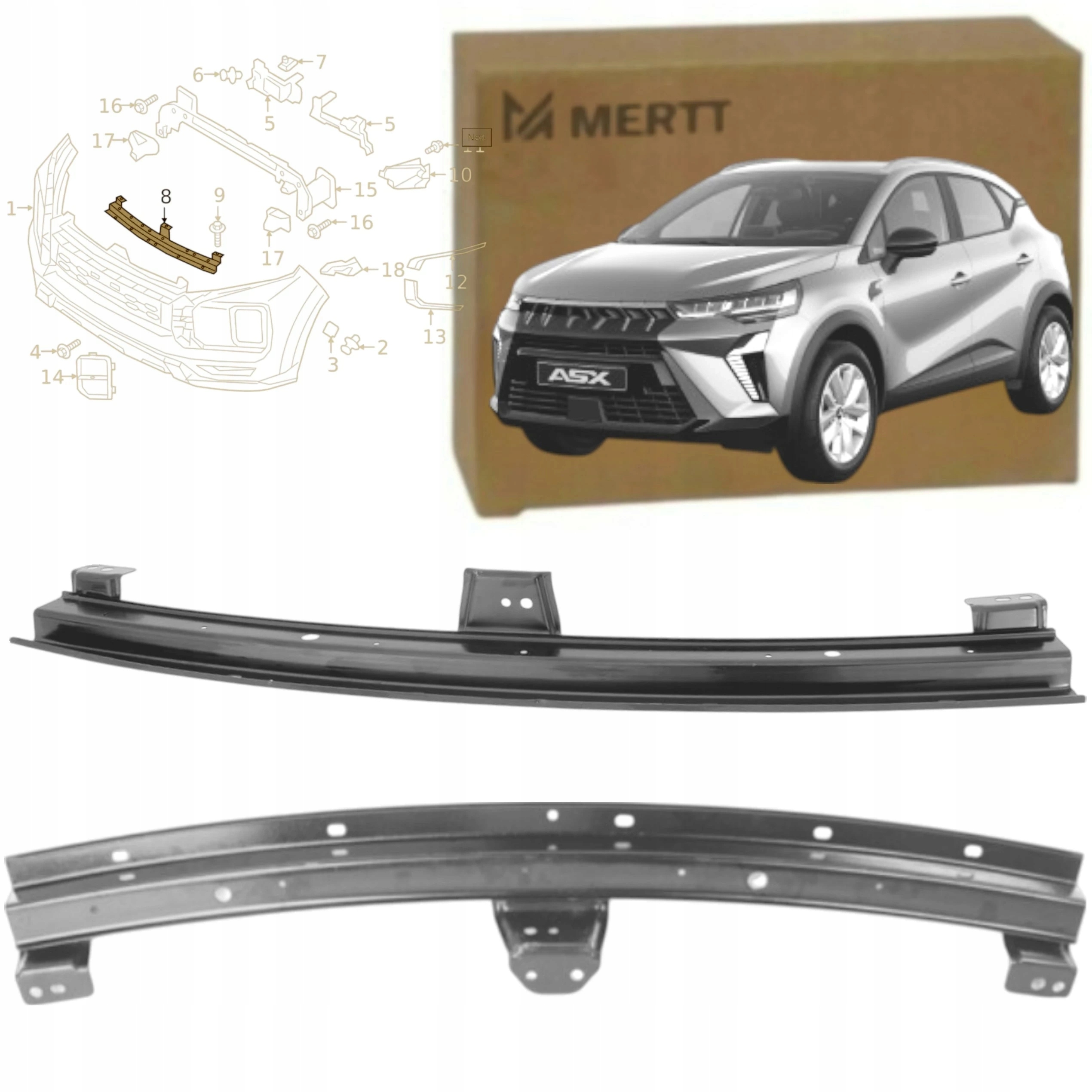 Přední Pás Zesílení Předního Nosníku Mitsubishi Asx 2018+ 6400J911 Nové