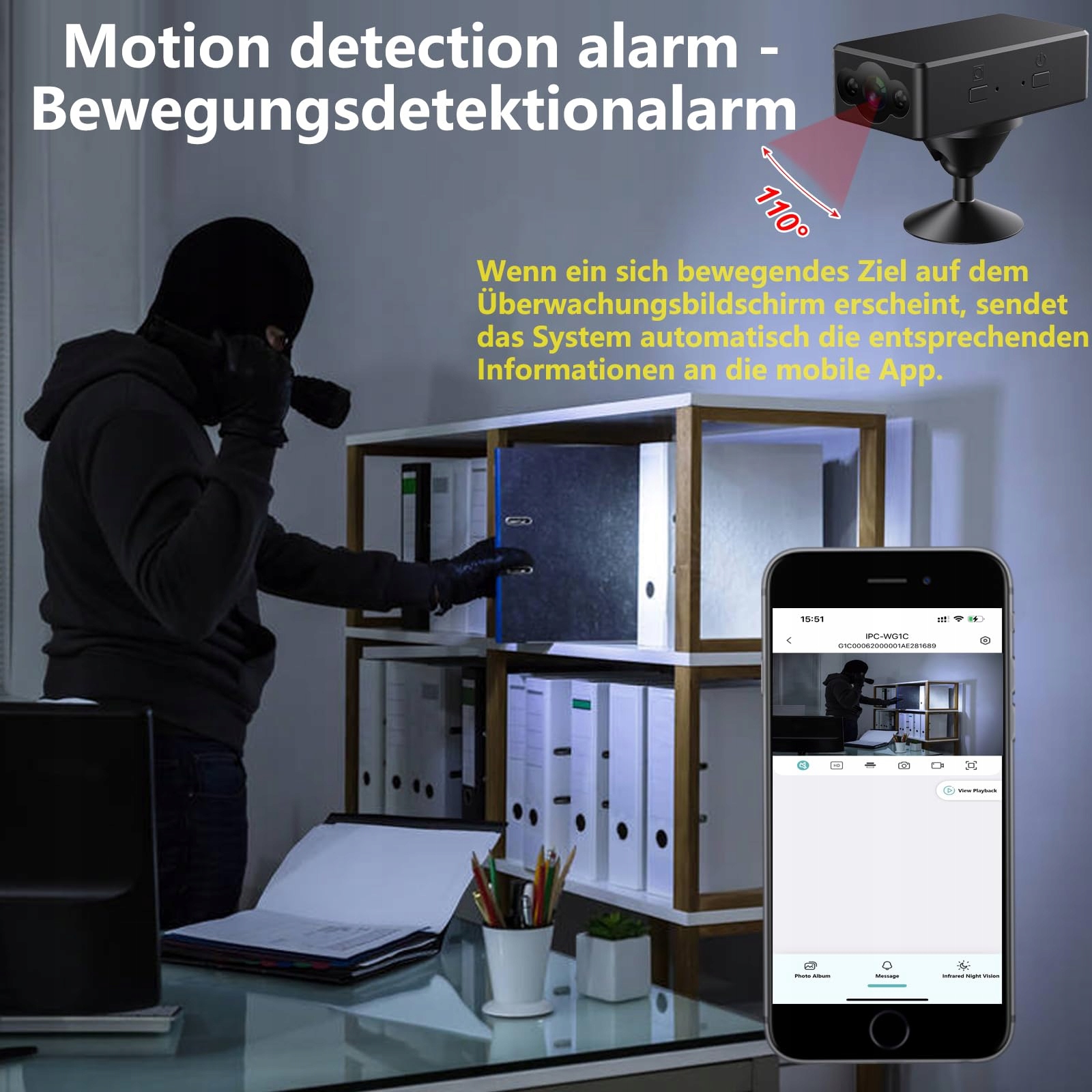 MINI KAMERA WiFi Full HD Kamera Do Monitoringu Domu i Biura Nocna Wizja — miniatura 4