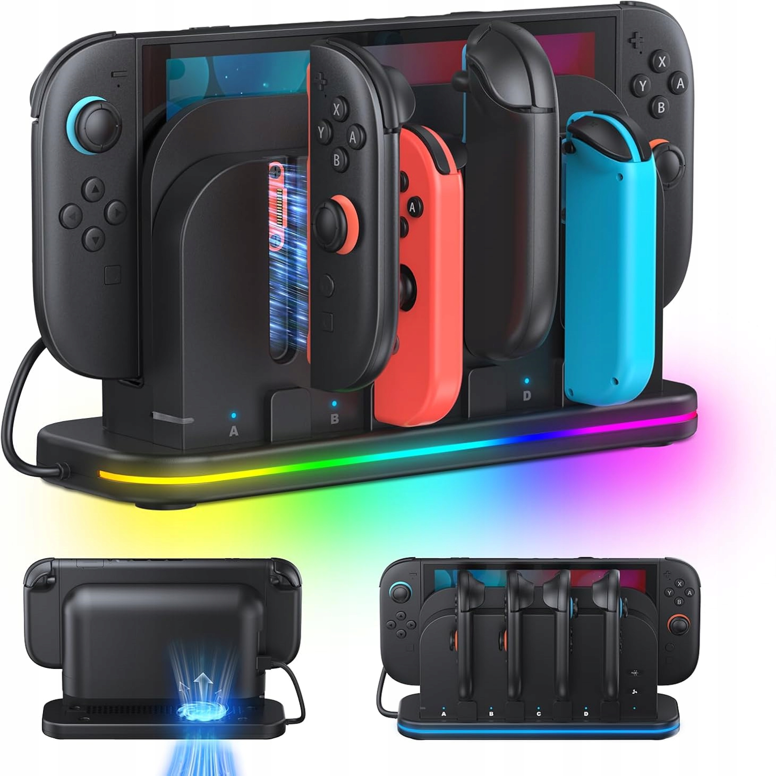 STACJA ŁADOWARKA DO KONTROLERÓW NINTENDO SWITCH OLED 2 JOYCON ŁADUJĄCA RGB