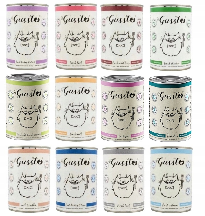 Gussto mokra karma premium dla kotów mix smaków 12x400g