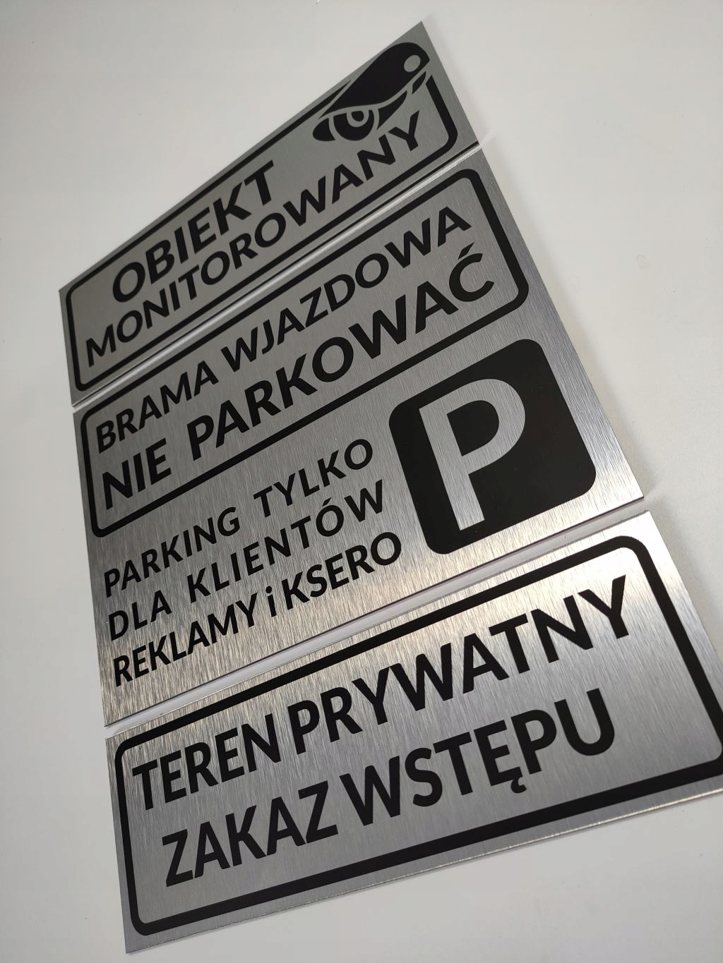 OBIEKT MONITOROWANY tabliczka tablica ALU 30x10 cm Kolor Inox
