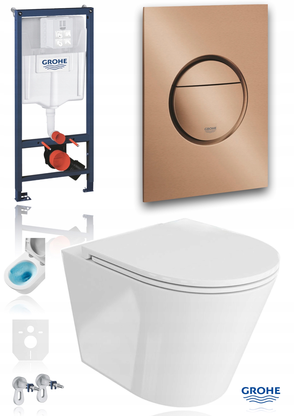 Grohe Solido Sl stelaż zestaw Miska Wirowa Wc miedź szczotkowana Miedziany