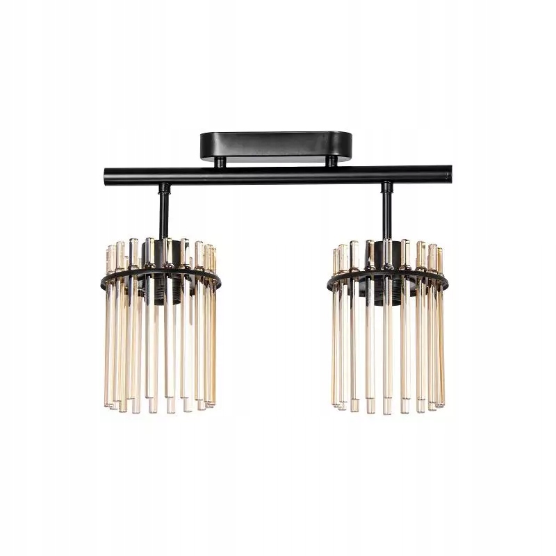 Stropní Svítidlo křišťálové jantarové trubičky 2 stínítka nad obývací pokoj, kuchyňský ostrov