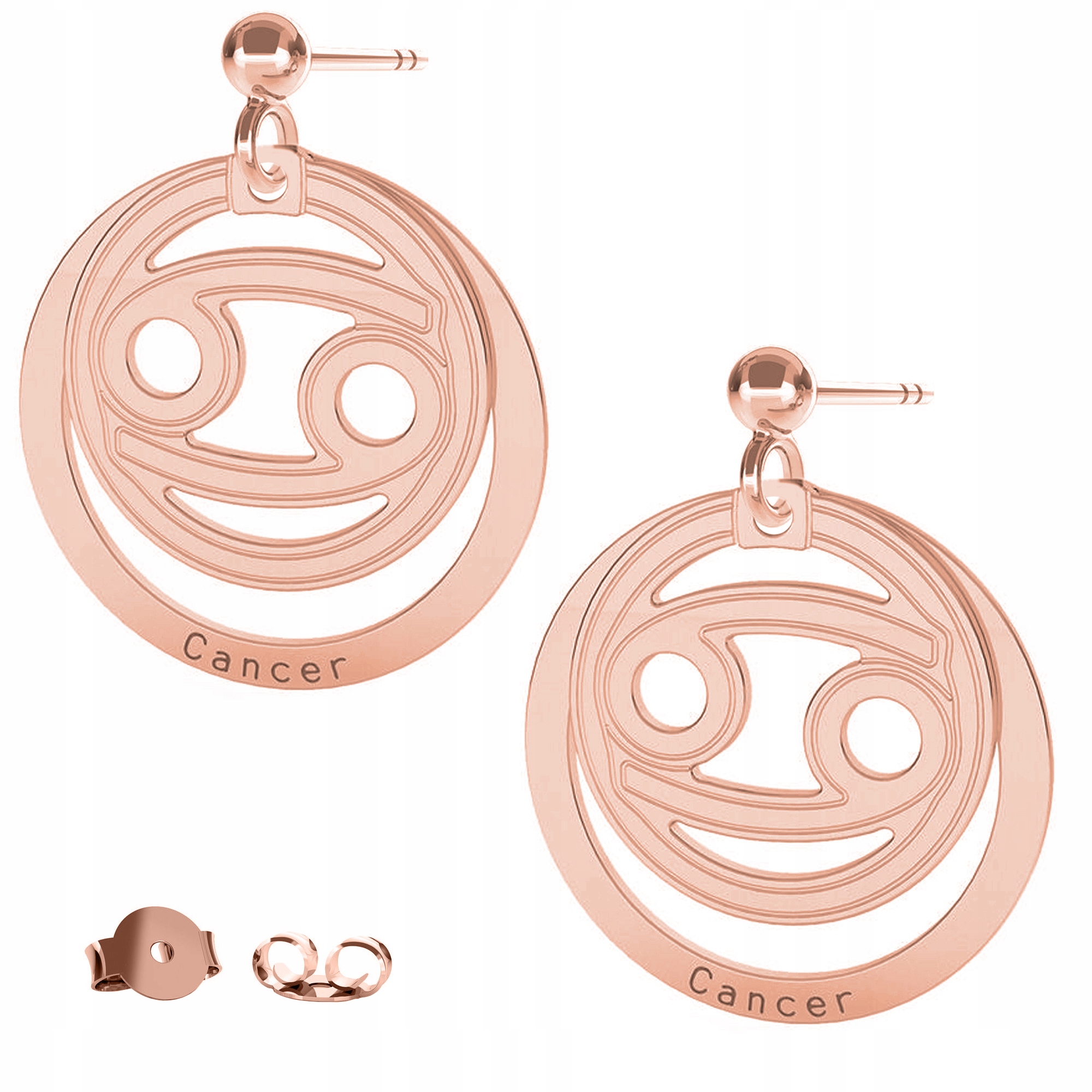 Náušnice Znamení Zvěrokruhu Rak růžové zlato 925