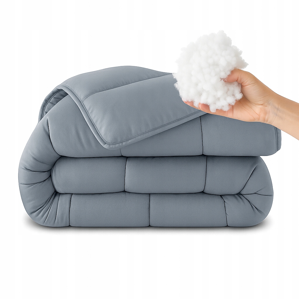 Přikrývka šedá 220x200 antialergická, celoroční, polská, prémiová