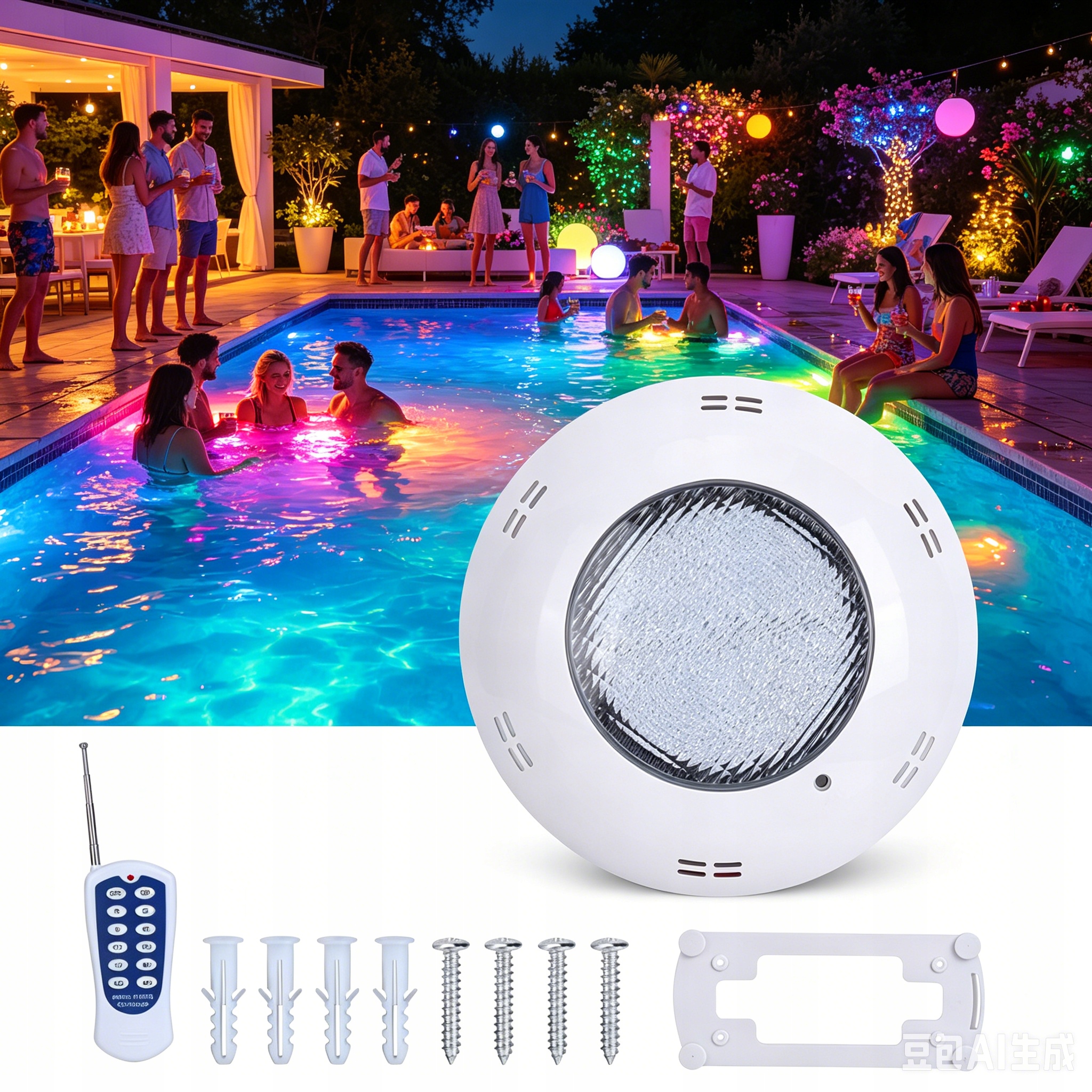 2* Led podvodní lampa Rgb 18 W 198 Led IP68 s dálkovým ovládáním