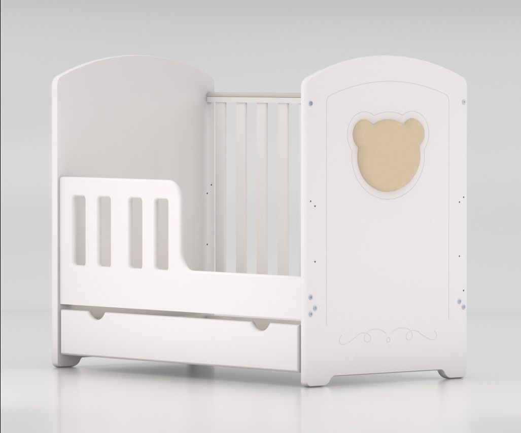 ŁÓŻECZKO BIAŁE Z SZUFLADĄ I TAPCZANIKIEM -LT Kod producenta LITTLE TEDDY