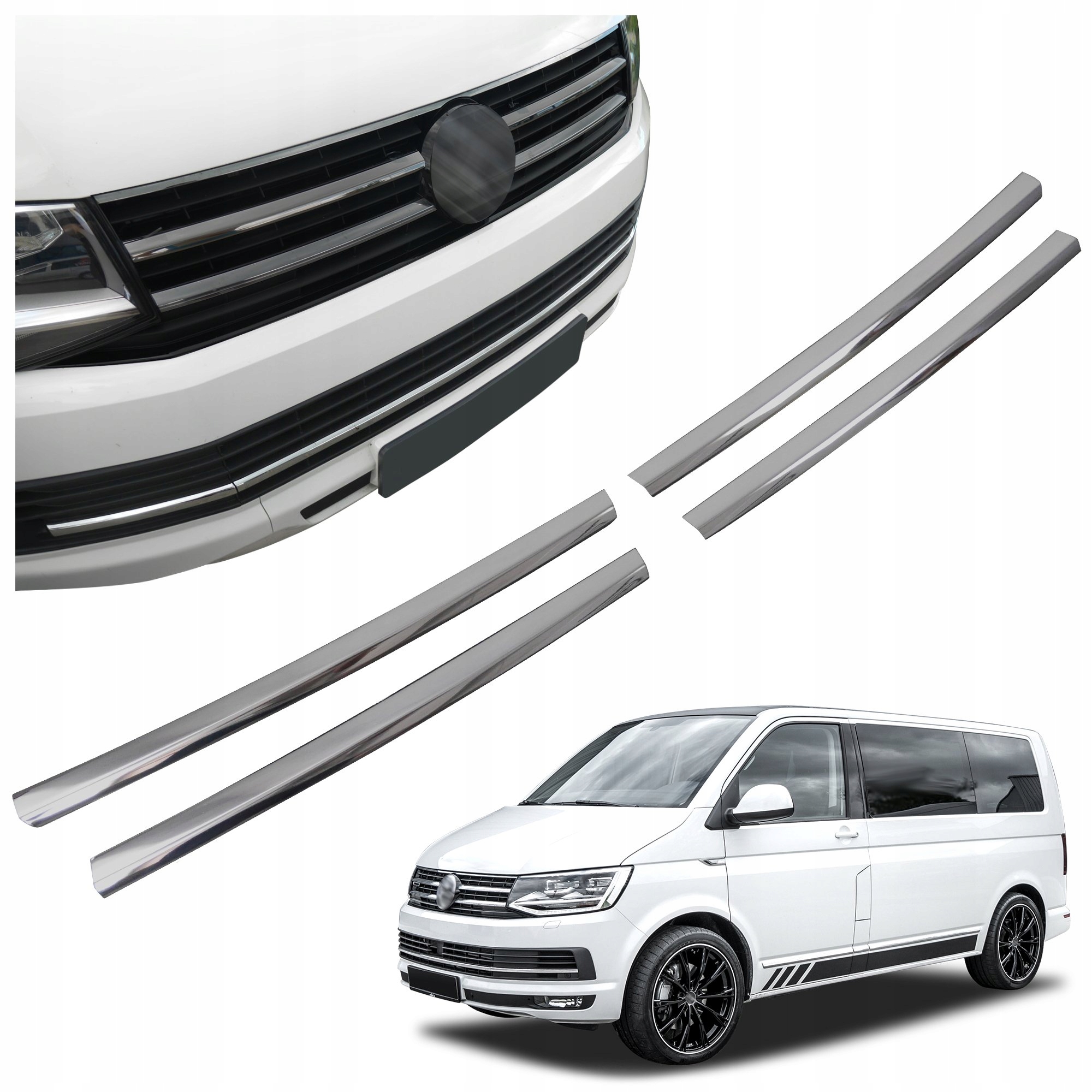 Lišty atrapy predného maskovania grilu pre Vw Multivan VI T6 2015-2019