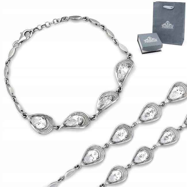 

Srebrna Bransoletka 925 Łzy Łezki Zestaw