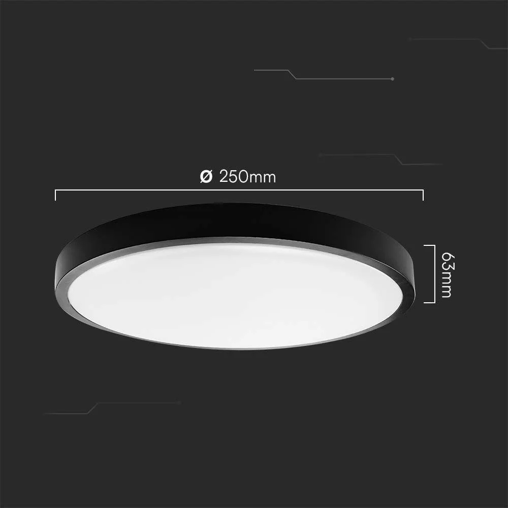 Lampa sufitowa plafon LED zewnętrzny czarny okrągły 25 cm neutralny V-TAC Kolor czarny