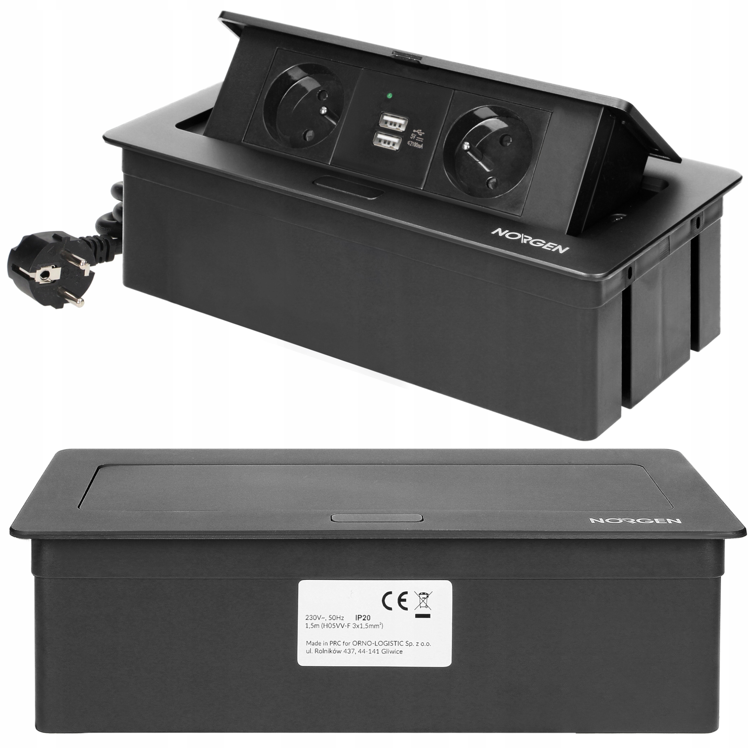 

Gniazdo Wpuszczane Chowane W Blat 2x 230V 2 Usb