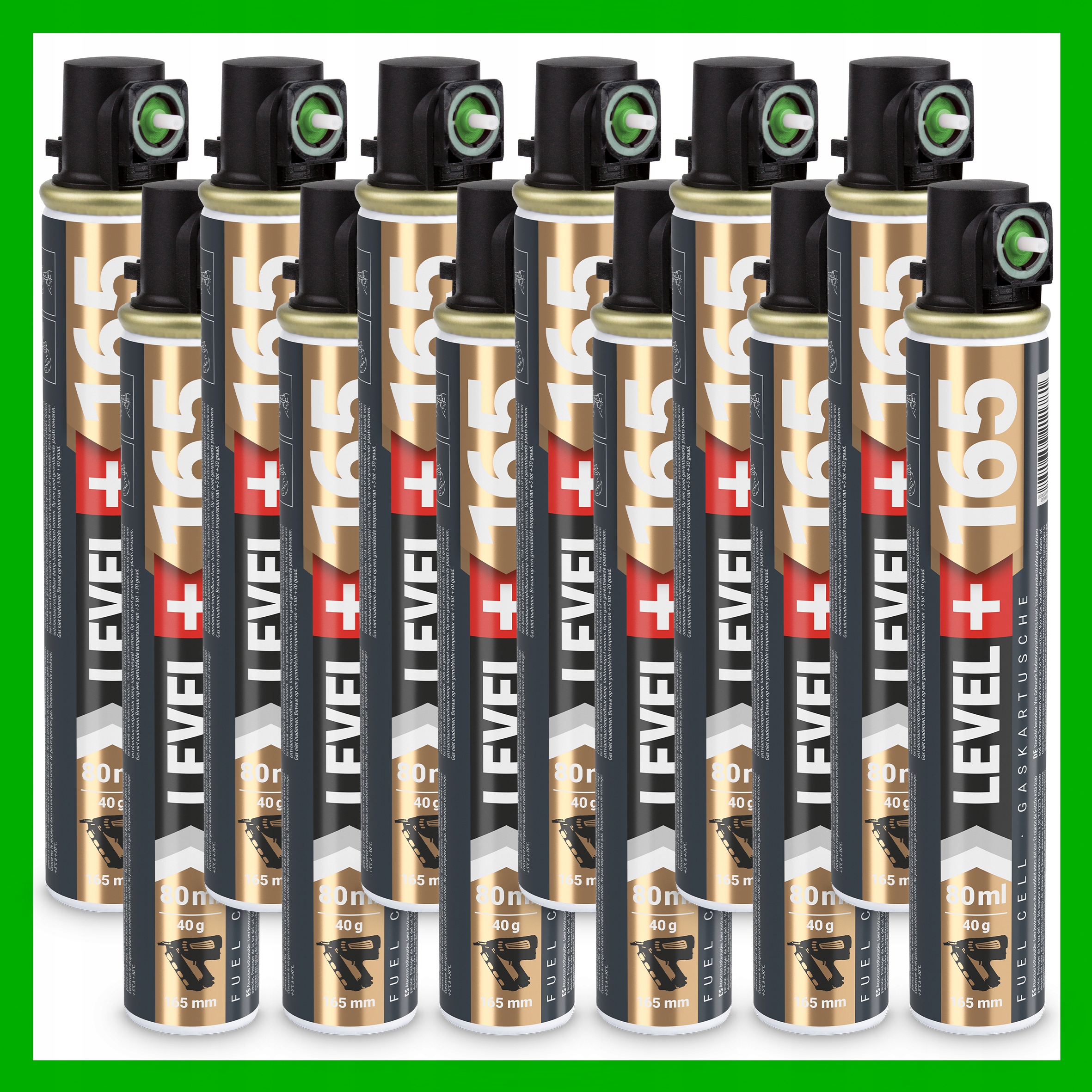 Plyn do plynových hřebíkovaček 12 Ks 80 ml 40 g L+165 g