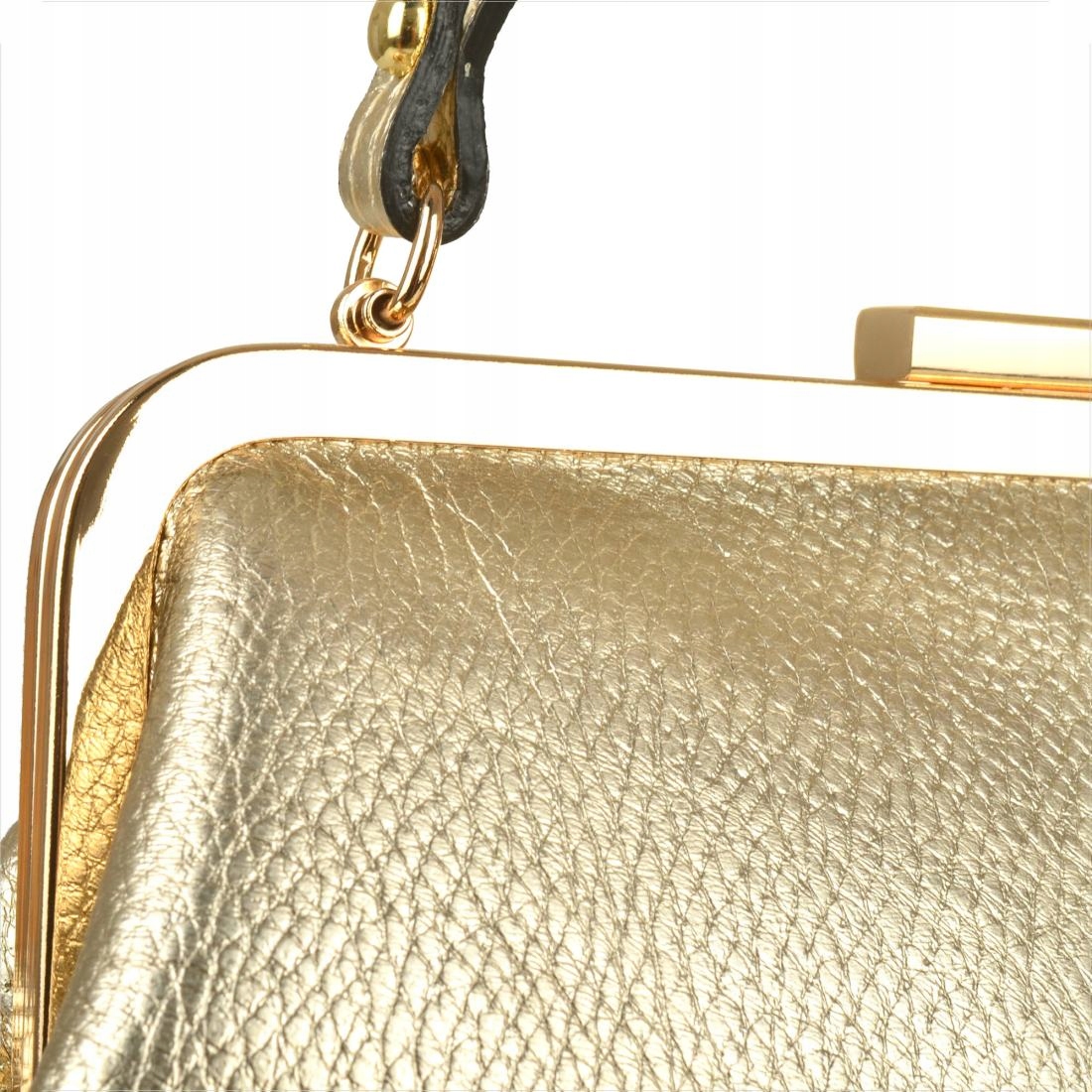 Borse in Pelle Torebka kuferek Skóra naturalna złoty z Włoch [SKU] Cechy dodatkowe brak