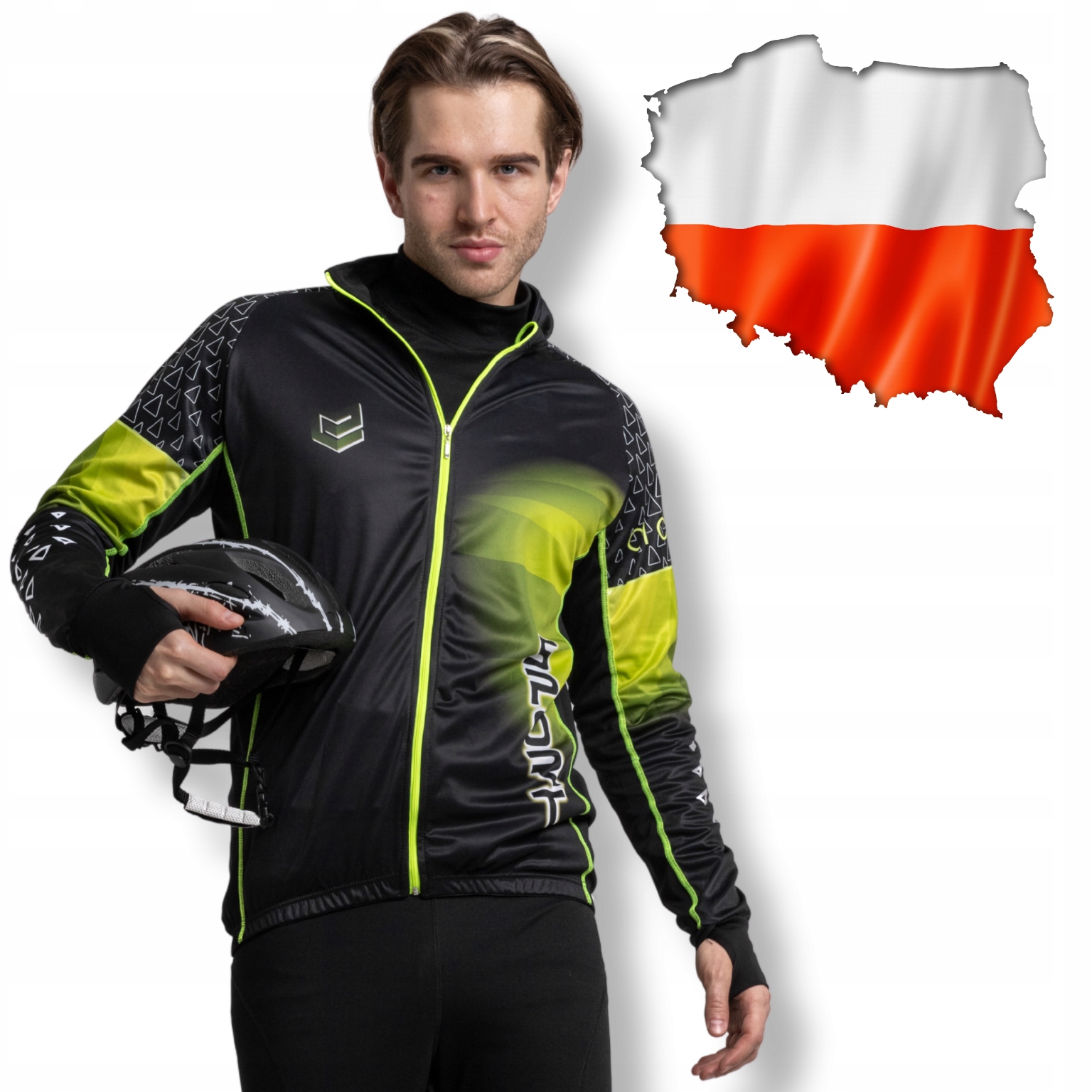 Koszulka rowerowa DŁUGI rękaw KIESZEŃ męska 3XL Kolor czarny