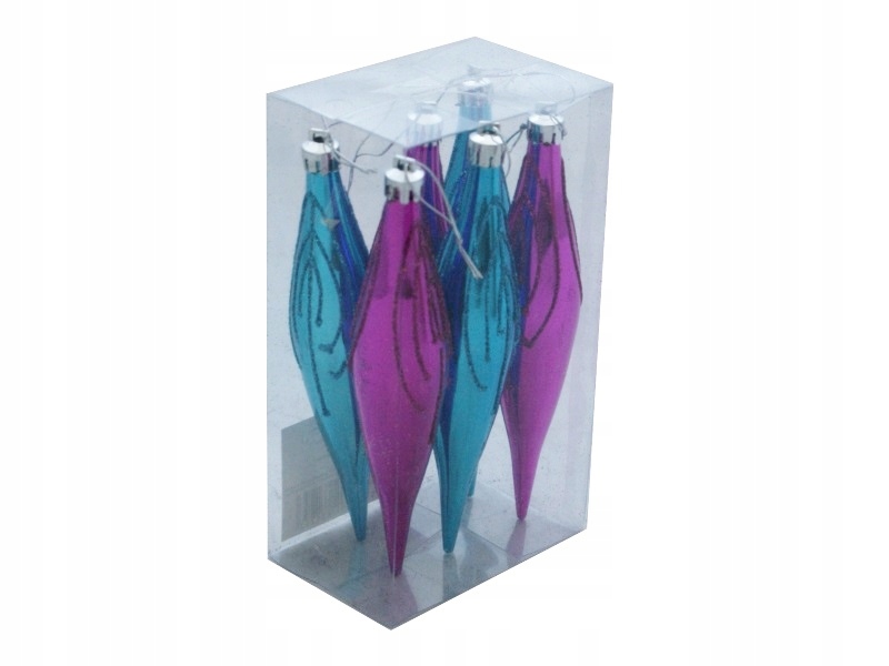 

Bombki nietłukące sopelki 16cm Róż. Niebie. 6szt.