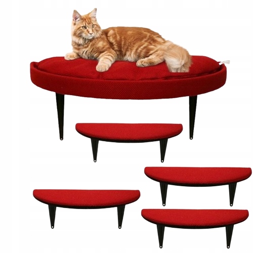 Levně Pelíšek pro kočky Měkké Montované na zeď 4 Schodky Červené