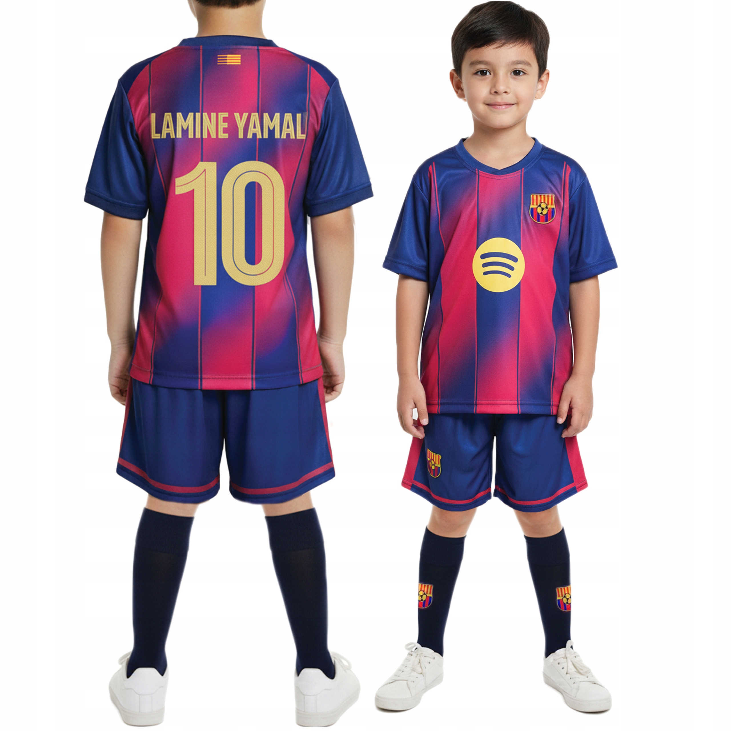 Strój Piłkarski Lamine Yamal Barcelona Komplet z Getrami Dla Dzieci 134 cm