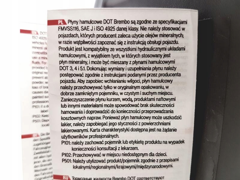 BREMBO PŁYN HAMULCOWY DOT-5.1 DOT 5.1 1000 ML 1L Producent Brembo