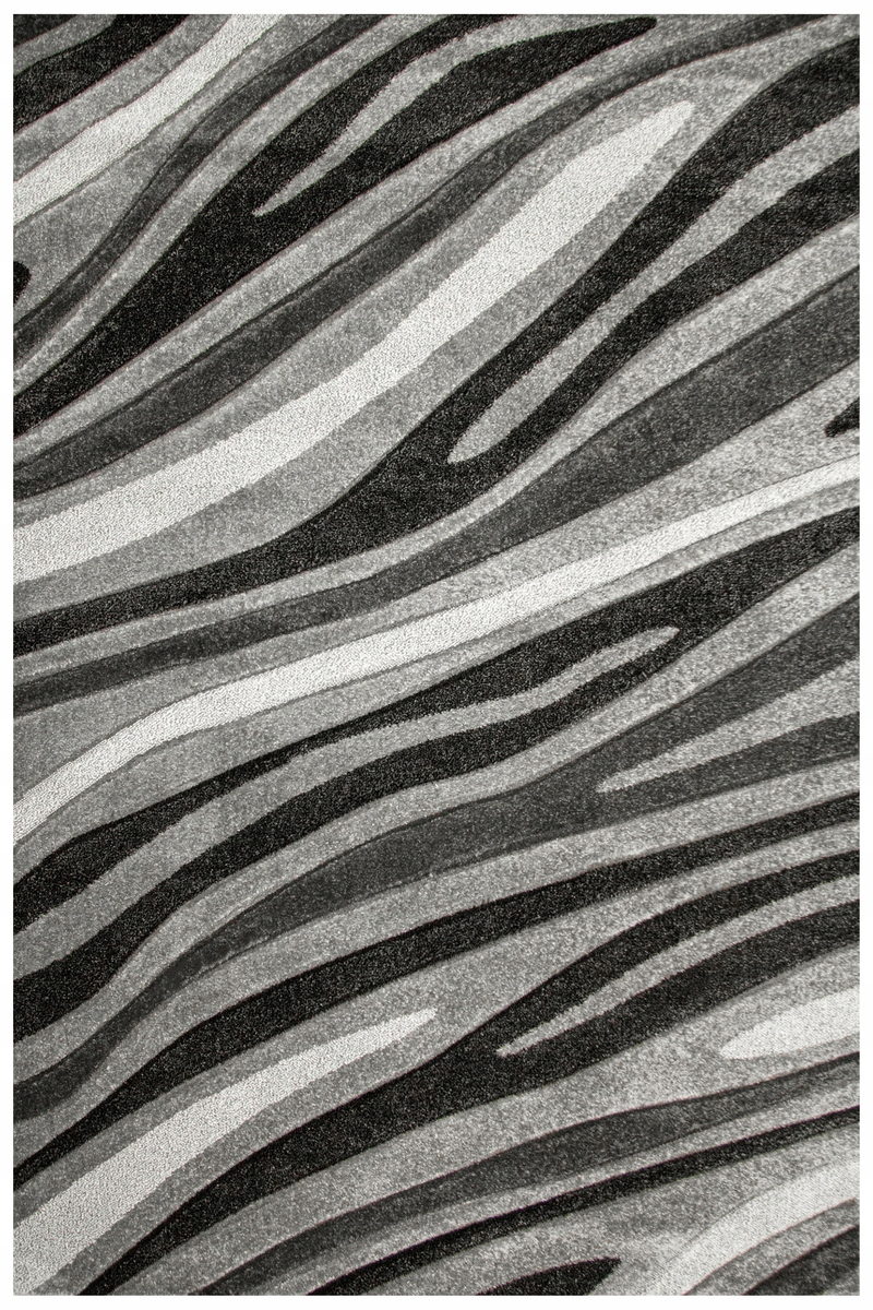 Dywan W Fale Do Salonu Gruby 3D Miękki Szary Czarny Amelia 240x330 cm