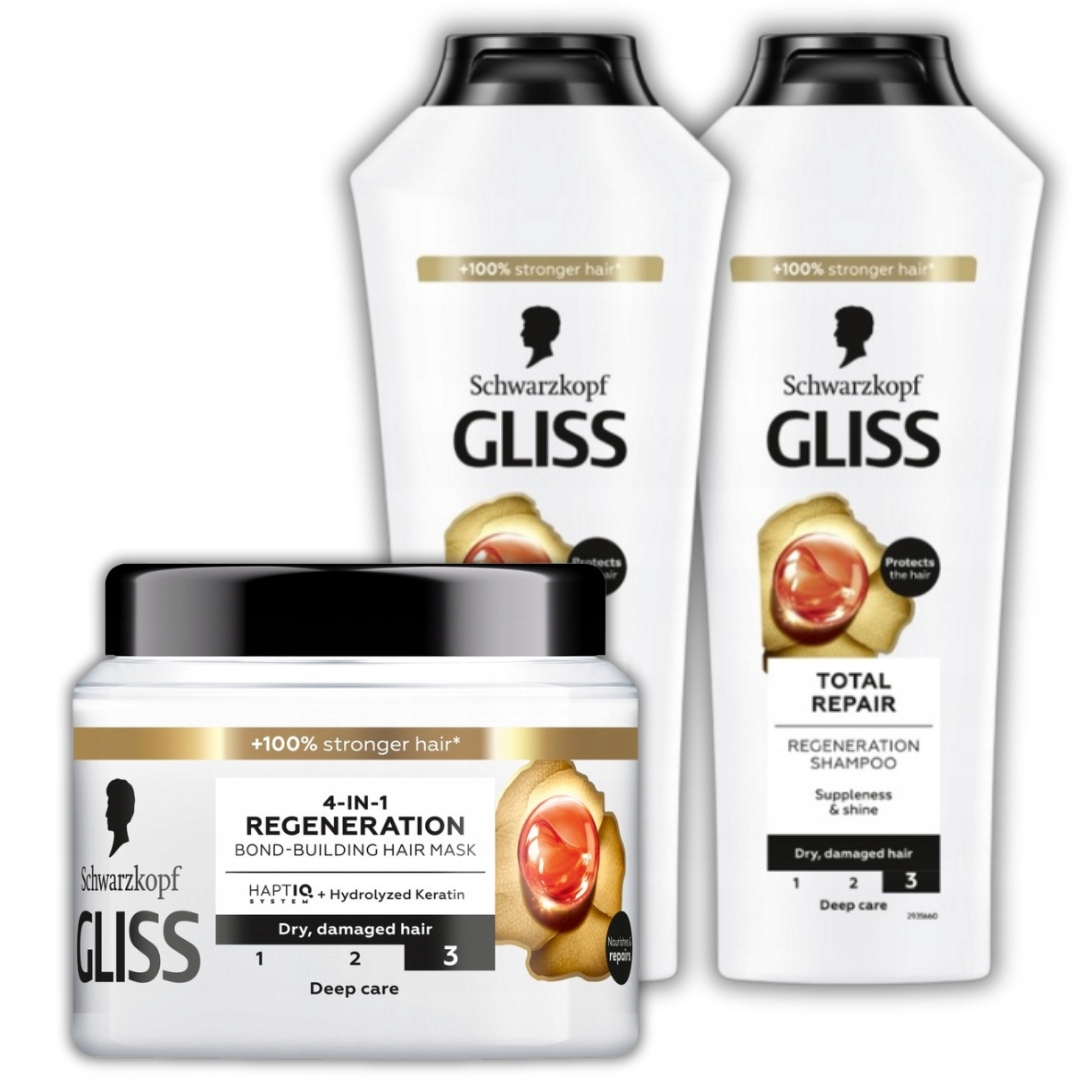Gliss Total Repair Sada Šampon 2 x 400 ml Maska 400 ml