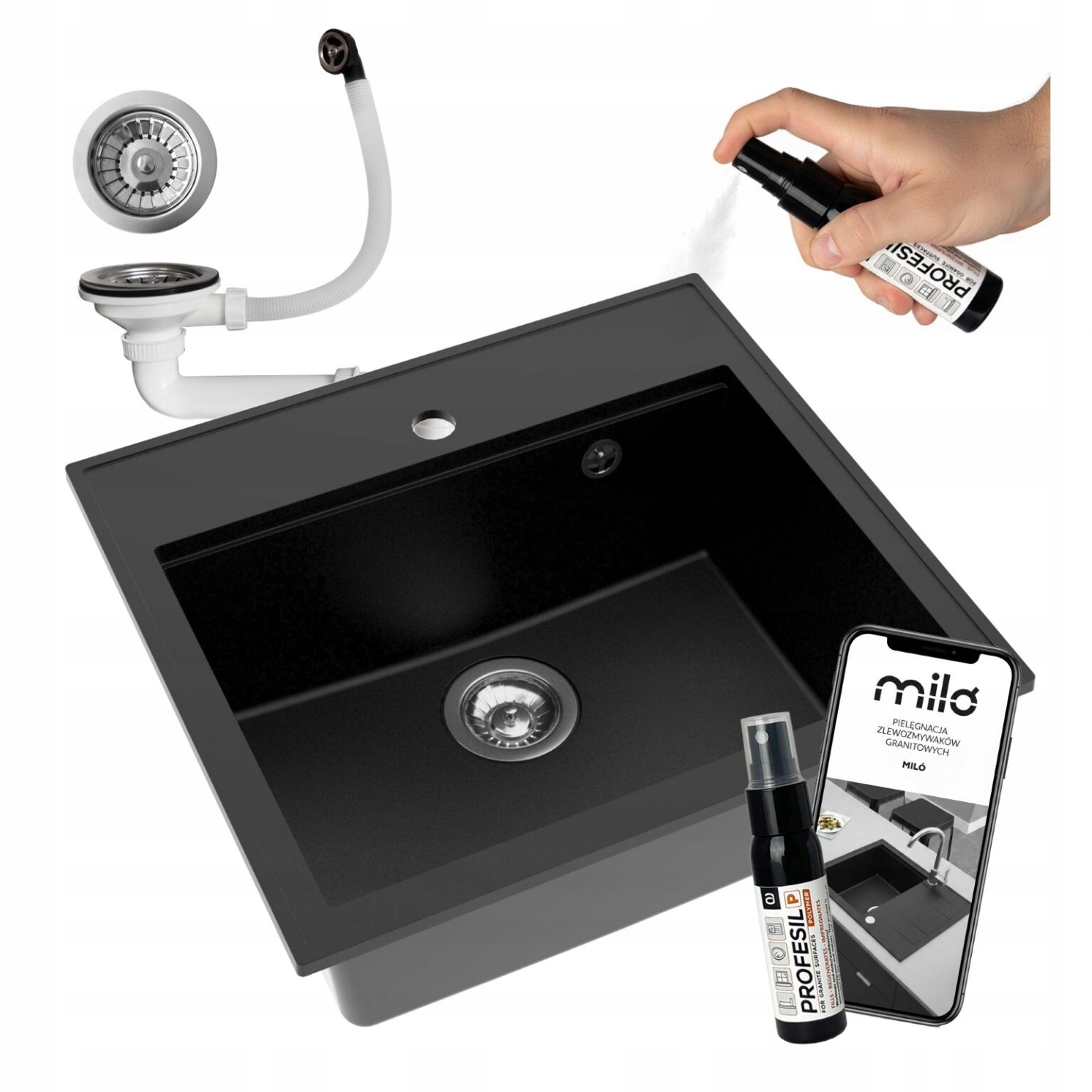 Drez Kuchynský Granitový Jednokomorový Miló Emporio Sifón