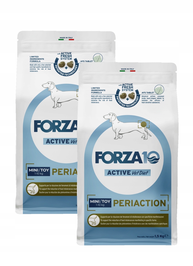 Forza10 Veterinární dieta Periaction Active Mini &amp; Toy pro psa 2 x 1,5 kg
