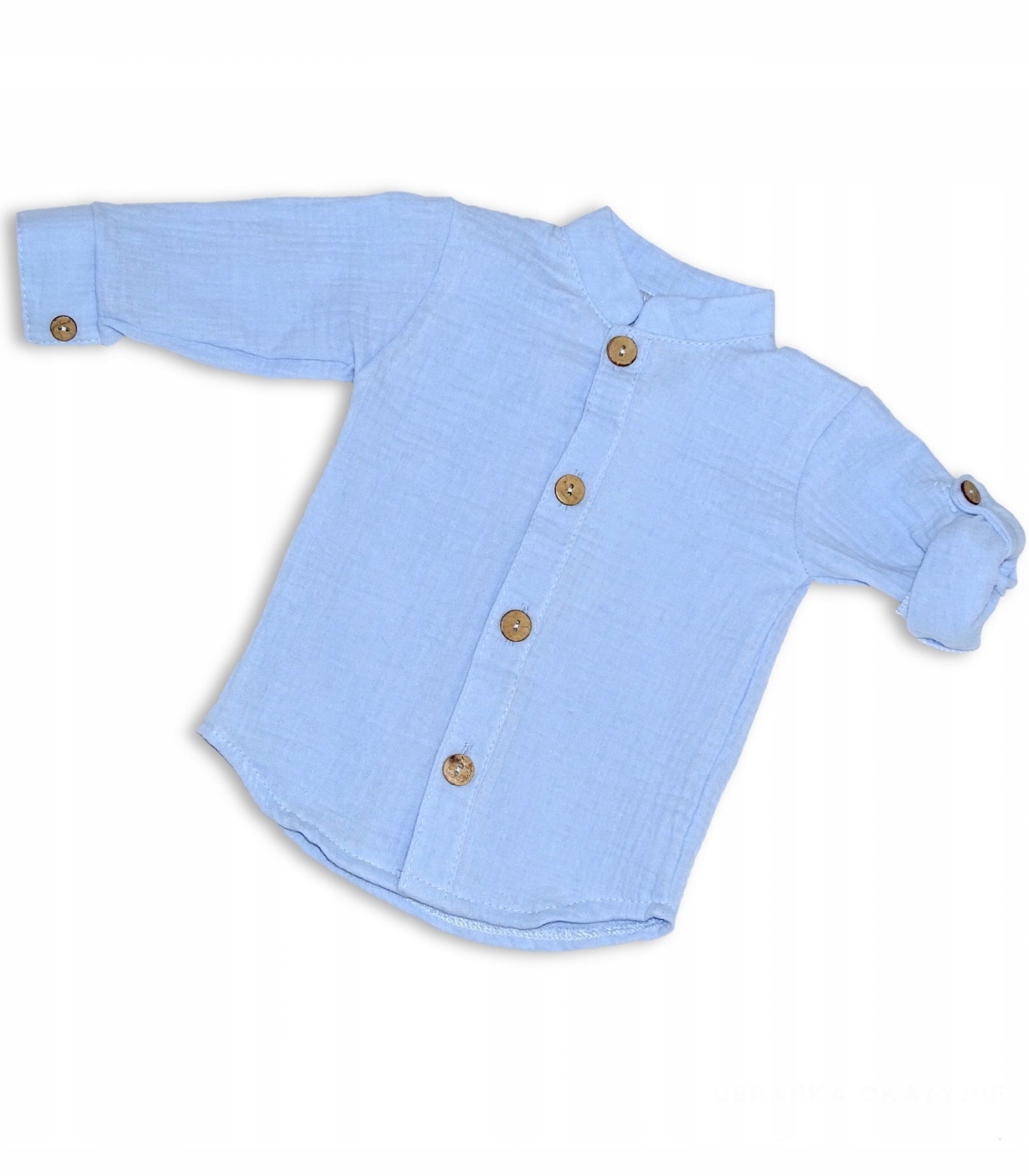 122 koszula muślinowa błękitna POLSKA podpinana