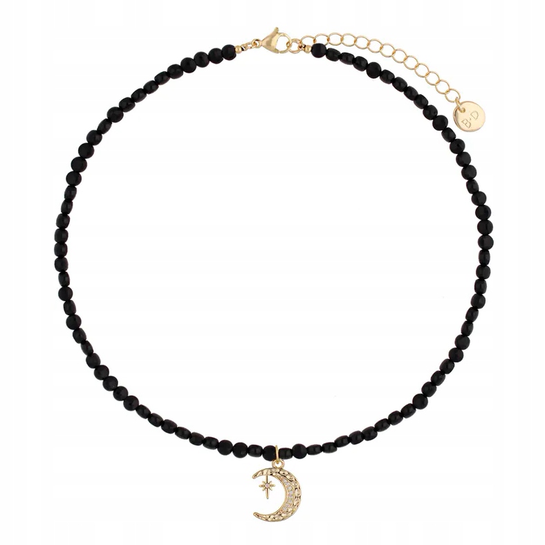 Náhrdelník By Dziubeka zlatý měsíc achát 43 cm