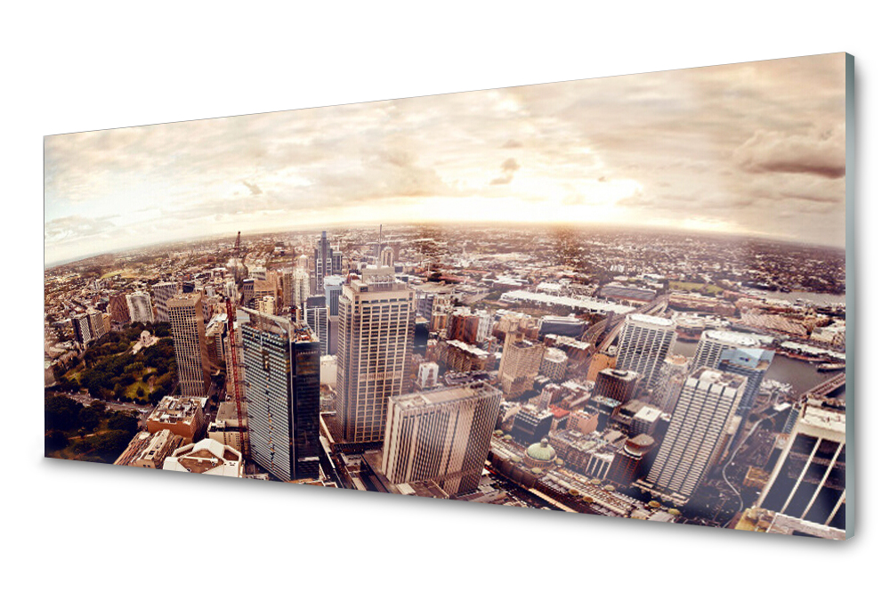 Sklenený panel do kuchyne Mesto 125x50