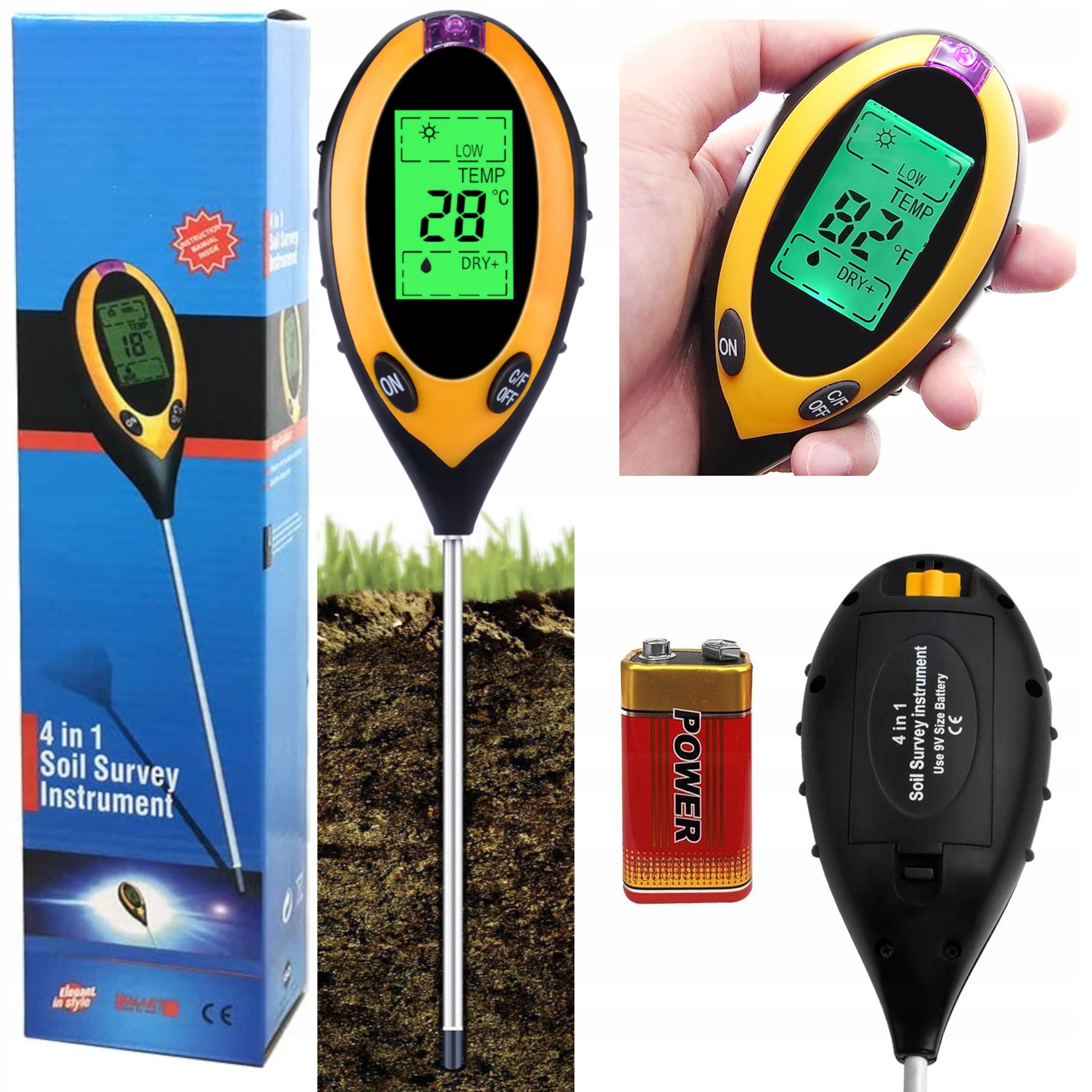 

Kwasomierz Glebowy 4w1 Tester Miernik Ph Ziemii